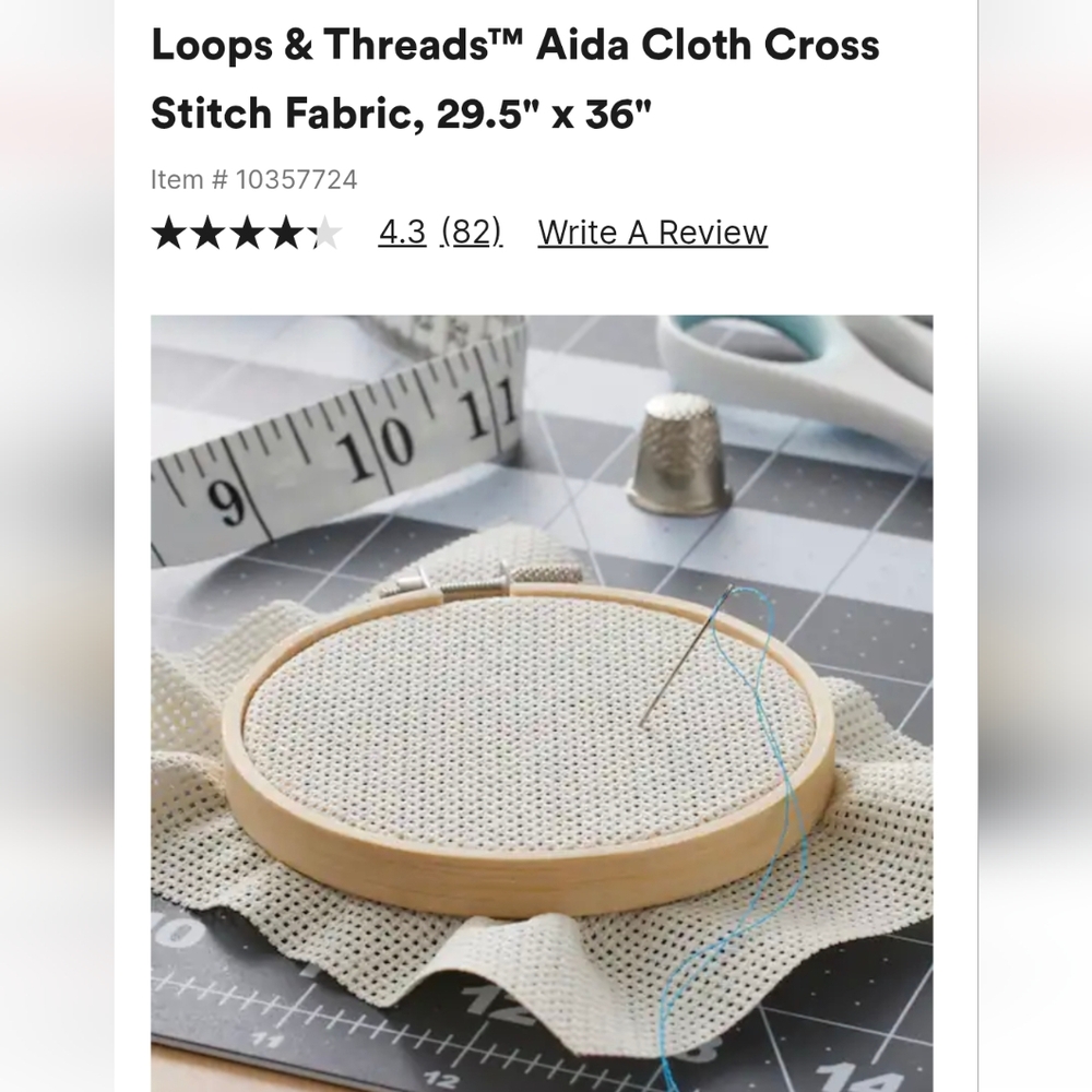 Loops & Threads™ Aida Cloth Cross Stitch Fabric, 29.5" x 36" off white 14 Count